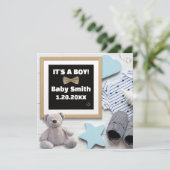 It's A Boy Social Media, plat lakenblauw Zwangersc Aankondiging (Staand voorkant)