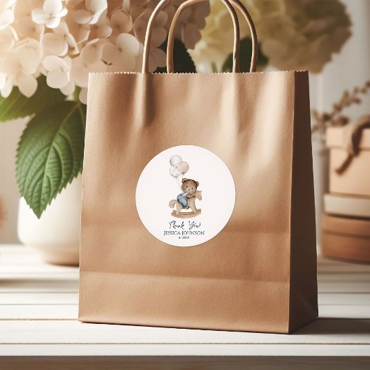 It's a Boy Teddy Bear Balloons Baby Shower Welcome Ronde Sticker