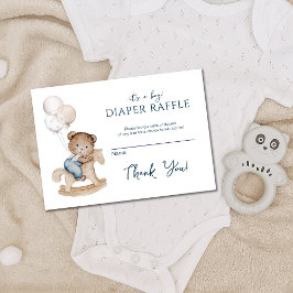 It's a Boy Teddy Bear & Balloons Diaper Raffle Informatiekaartje