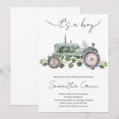 It's a Boy Tractor Baby Shower Uitnodiging (Voorkant / Achterkant)