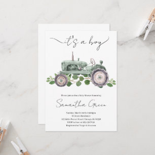 It's a Boy Tractor Baby Shower Uitnodiging