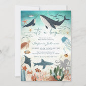 It's A Boy Under The Sea Baby Shower Invitation Kaart (Voorkant)