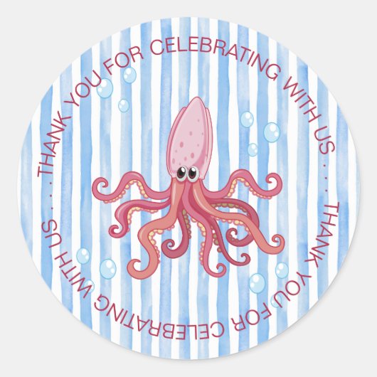 It's a Boy Under the Sea thank you Ronde Sticker (Voorkant)