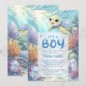 It's a Boy Under the Sea Turtle Boy Baby Shower Kaart (Voorkant / Achterkant)