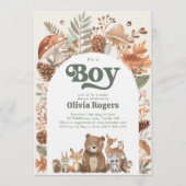 It's a Boy! Woodland Animal Baby Shower Kaart (Voorkant)