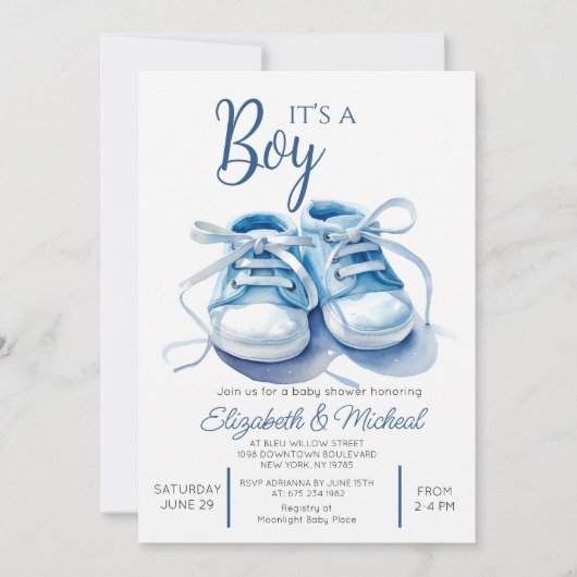 Its A Boys Theme Baby Shower Invitation Kaart (Voorkant)
