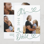 It's A Date Photo Sage Green Wedding Save The Date (Voorkant / Achterkant)