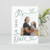 It's A Date Photo Sage Green Wedding Save The Date (Staand voorkant)