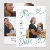 It's A Date Photo Sage Green Wedding Save The Date (Voorkant / Achterkant)