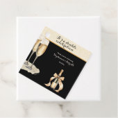 It's a Double Celebration Black Champagne Birthday Bedankjes Labels (In situ)