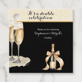 It's a Double Celebration Black Champagne Birthday Bedankjes Labels