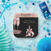 It's a Double Celebration Black Champagne Birthday Papieren Bordje (Feest)