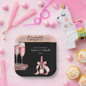 It's a Double Celebration Black Champagne Birthday Papieren Bordje (Feest)