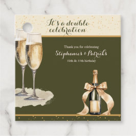 It's a Double Celebration Green Champagne Birthday Bedankjes Labels
