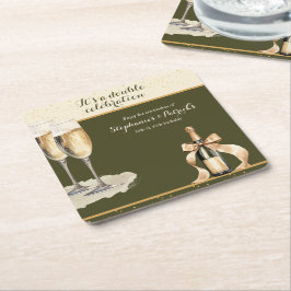 It's a Double Celebration Green Champagne Birthday Kartonnen Onderzetters