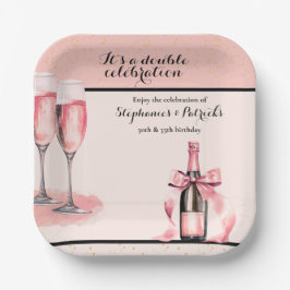 It's a Double Celebration Pink Champagne Birthday Papieren Bordje