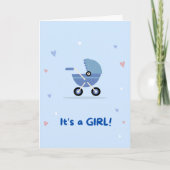 Its a girl (blue card) feestdagen kaart (Voorkant)