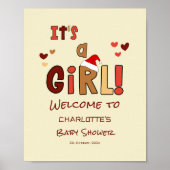 It's a Girl! Christmas Baby Shower Welcome Sign Poster (Voorkant)