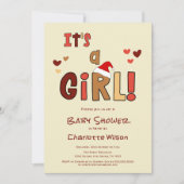 It's a Girl! Christmas Santa Hat Baby Shower Kaart (Voorkant)