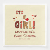 It's a Girl! Christmas Santa Hat Baby Shower Servet (Voorkant)