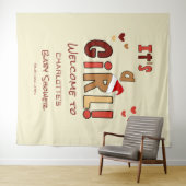 It's a Girl! Christmas Santa Hat Baby Shower Wandkleed (In Situ (horizontaal))