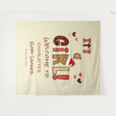 It's a Girl! Christmas Santa Hat Baby Shower Wandkleed (Voorkant (horizontaal))