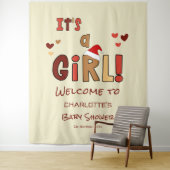 It's a Girl! Christmas Santa Hat Baby Shower Wandkleed (In situ)