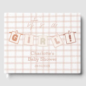 It's a Girl! Cute Brown Gingham Baby Shower Gastenboek (Voorkant)