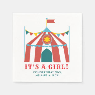 It's a Girl Cute Circus Gender Reveal Baby Shower Servet