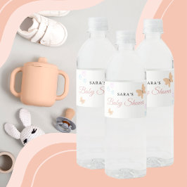 It's a Girl Cute handdraw butterflies Baby Shower  Waterfles Etiket