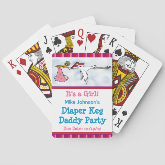 It's a Girl Diaper Keg Personalized Playing Cards Pokerkaarten (Achterkant)