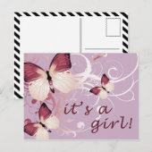 It's a Girl: Elegante vlinders aankondiging (Voorkant / Achterkant)