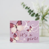 It's a Girl: Elegante vlinders aankondiging (Staand voorkant)