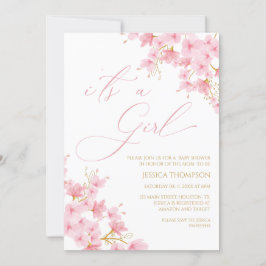 i'ts a Girl Floral Baby Shower Cherry Blossom Kaart