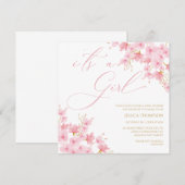 i'ts a Girl Floral Baby Shower Cherry Blossom Kaart (Voorkant / Achterkant)