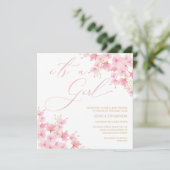 i'ts a Girl Floral Baby Shower Cherry Blossom Kaart (Staand voorkant)