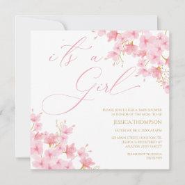 i'ts a Girl Floral Baby Shower Cherry Blossom Kaart