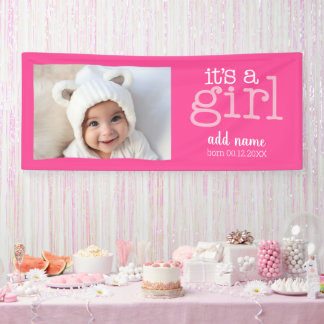 It's A Girl - Foto Modern, grillig wit type Spandoek