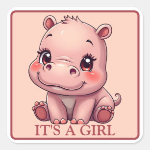 IT'S A GIRL - Gender Reveal Vierkante Sticker