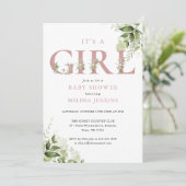 Its A Girl Groene Roze All In One Baby Shower In Kaart (Staand voorkant)