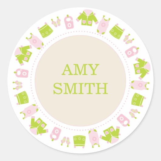 {It's a girl!} kleine wasserij baby shower sticker (Voorkant)