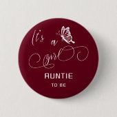 It's A Girl Modern Minimal Butterfly Auntie-to-be Ronde Button 5,7 Cm (Voorkant)