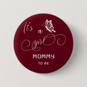 It's A Girl Modern Minimal Butterfly Mommy-to-be Ronde Button 5,7 Cm (Voorkant)