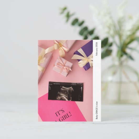 It's a Girl Photo Baby Announcement Card (Staand voorkant)
