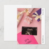 It's a Girl Photo Baby Announcement Card (Voorkant / Achterkant)
