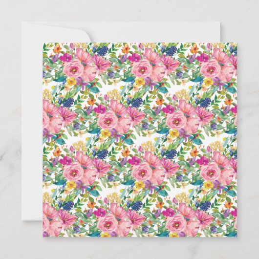 It's a Girl Pink Blue Yellow Floral Baby Shower Kaart (Achterkant)