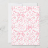 It's a Girl Pink Bow Toile Modern Baby Shower Kaart (Achterkant)