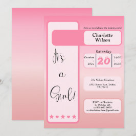 It's A Girl! Pink Gradient Cute Baby Shower Kaart
