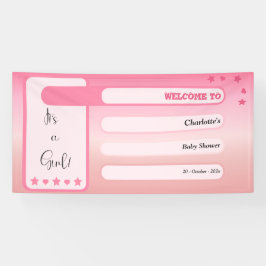 It's A Girl! Pink Gradient Cute Baby Shower Spandoek