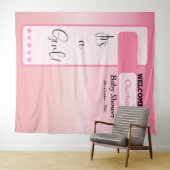 It's A Girl! Pink Gradient Cute Photo Backdrop Wandkleed (In Situ (horizontaal))